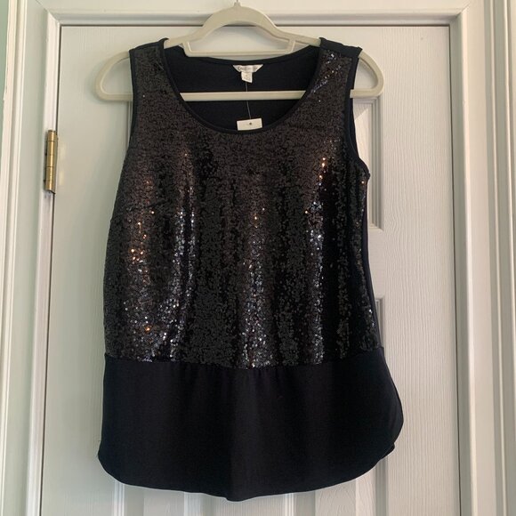 Cato NWT Black sequin tank top Small - Picture 1 of 6